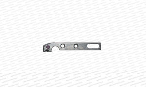 The item in the image is an upper knife blade used for industrial sewing machines, specifically designed for trimming fabric during the stitching process.