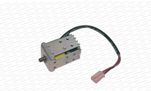 This item is a solenoid actuator used as a spare part for computerized flat knitting machines.