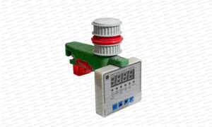 This item is a digital yarn length meter used to measure yarn consumption and stitch length in circular knitting machines.