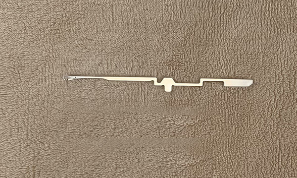 This item is a steel industrial knitting machine needle, often used in hosiery or circular knitting machines for textile production.