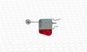 This item appears to be a mechanical component, possibly a sensor or a signaling device, featuring a metal housing, a red plastic cover, and a metal rod with a circular tip.