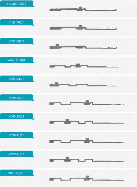 These are precision components used in industrial knitting machines